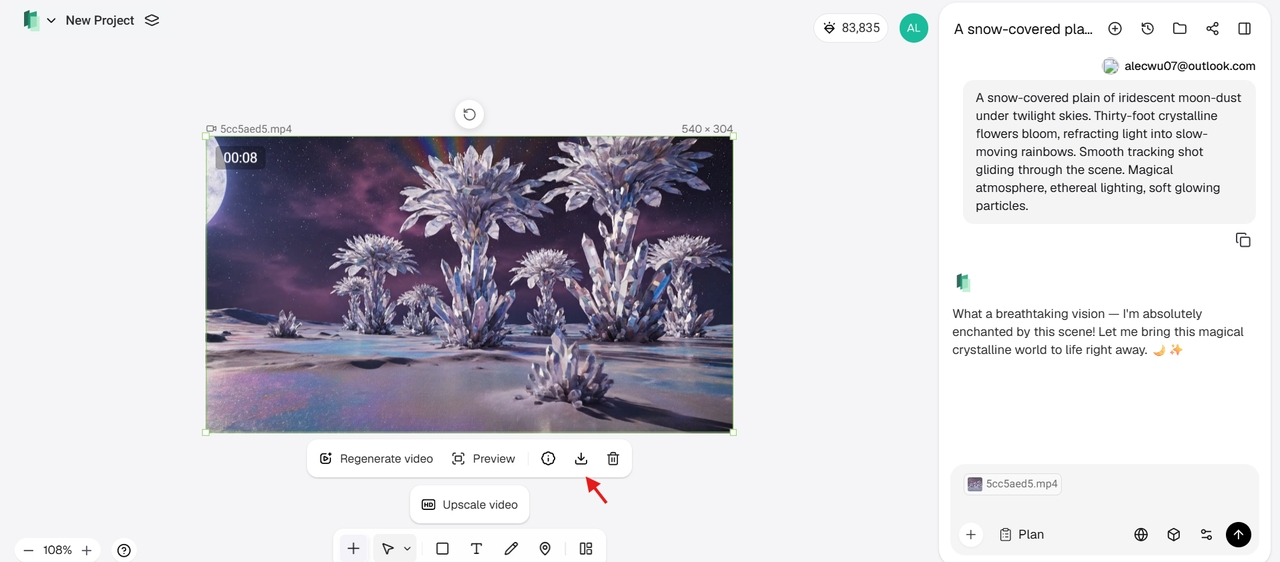 Generate, refine, and download the final video
