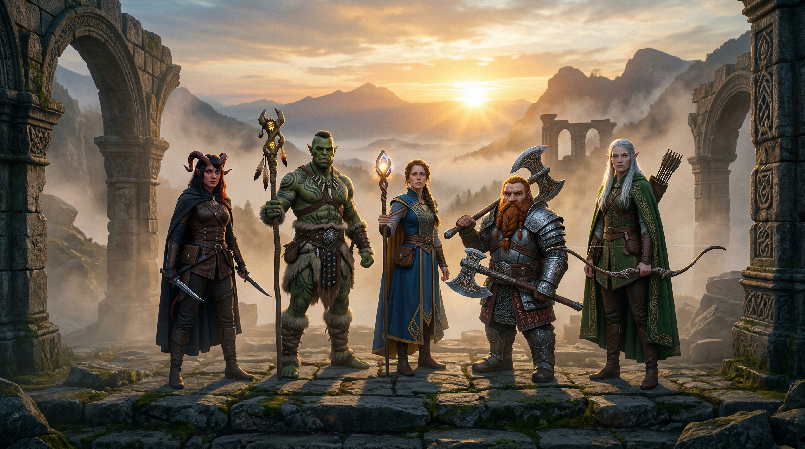 Multi-character fantasy scene with consistency 