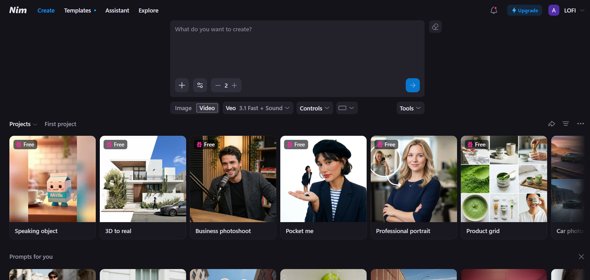 Nim AI interface