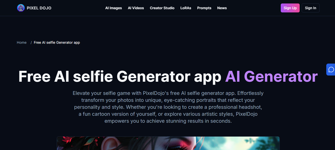 PixelDojo for incorporating yourself in AI image generator