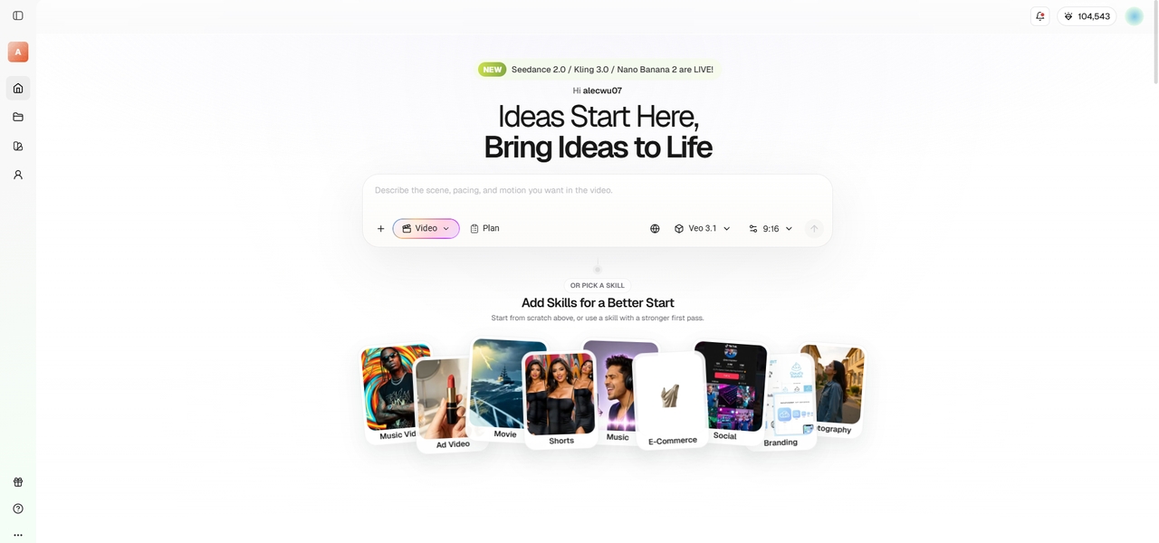 Select your Framia agent and choose your AI video model