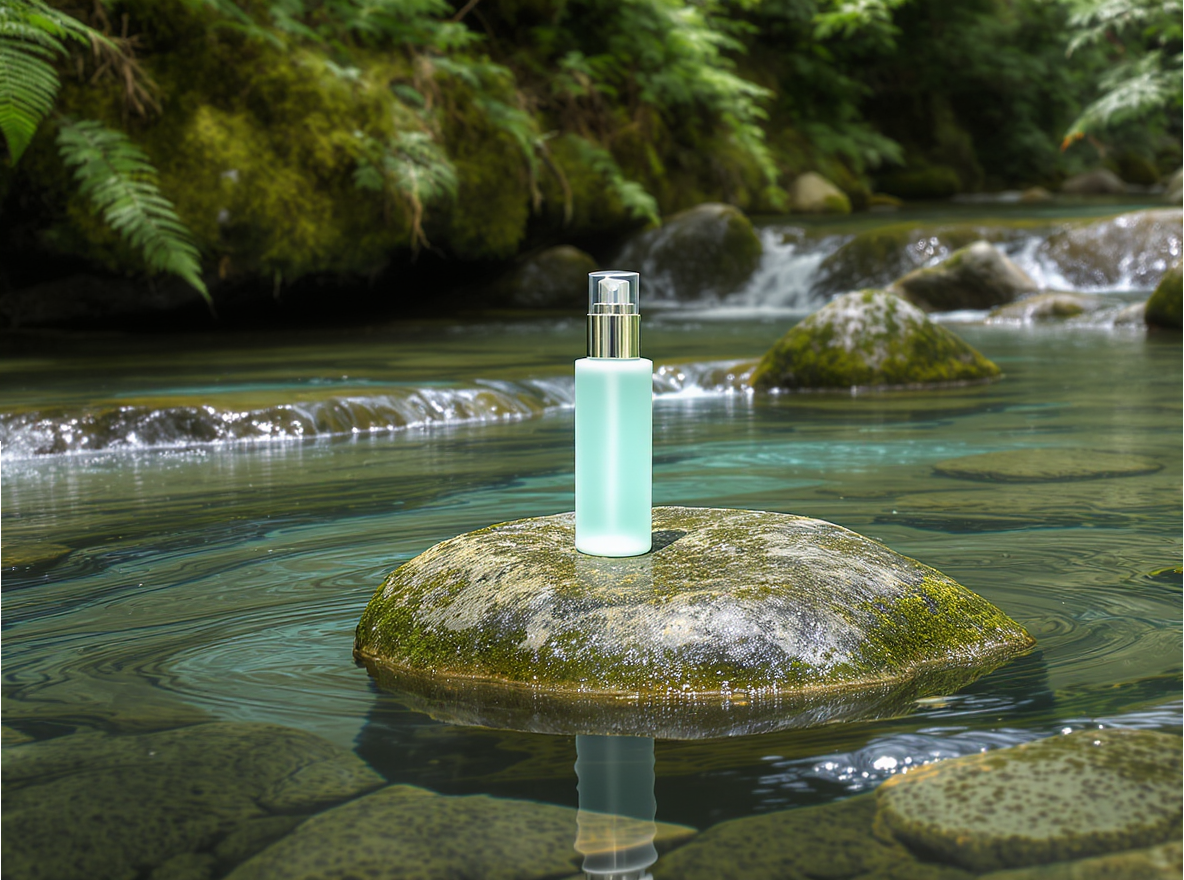 A sales product photography in a river setting