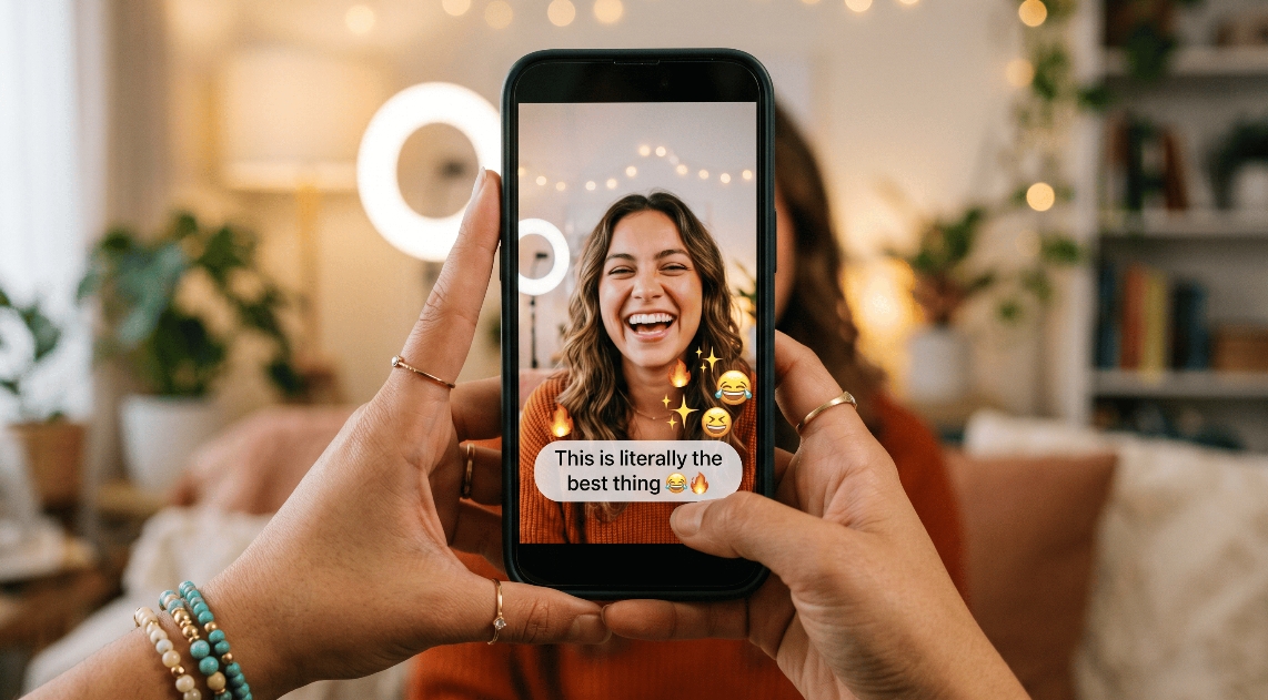 Automatic captions and emoji overlay support