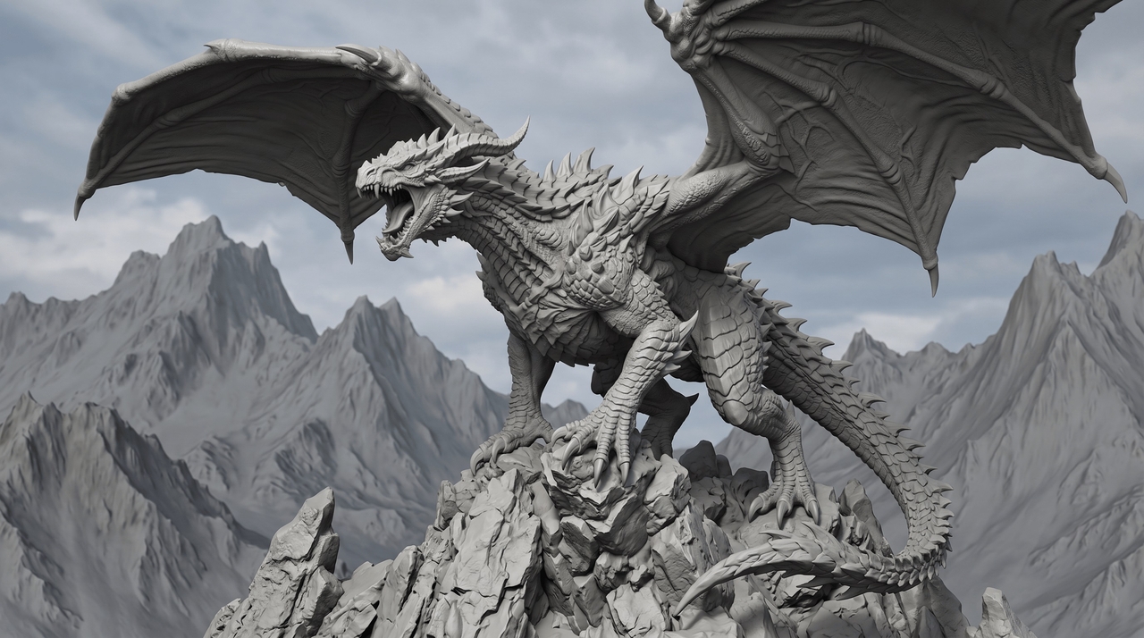 Detailed tabletop miniature dragon figure