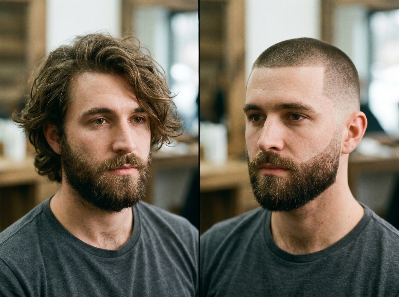 The buzz cut with beard blend