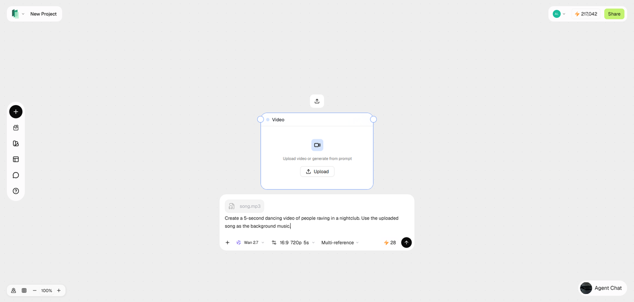 Upload your audio file and enter a detailed prompt